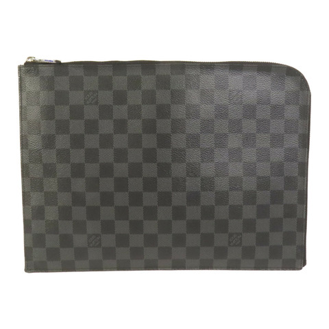 LOUIS VUITTON Damier Graphite Pochette Jour GM銀扣手提包