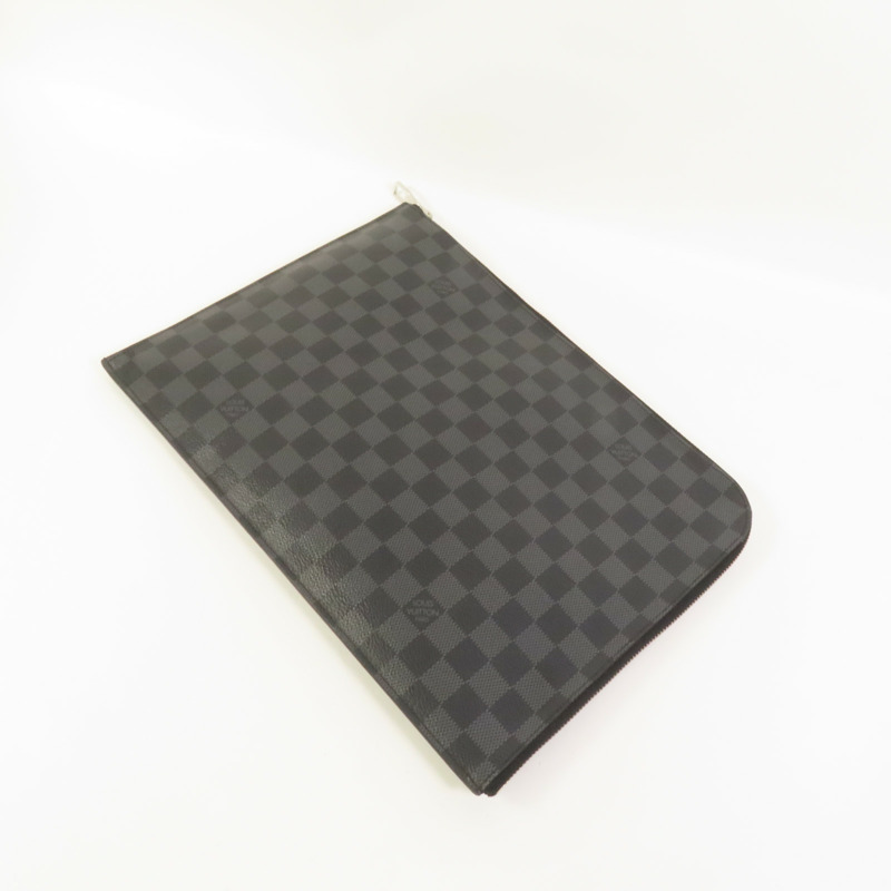 LOUIS VUITTON Damier Graphite Pochette Jour GM銀扣手提包-4