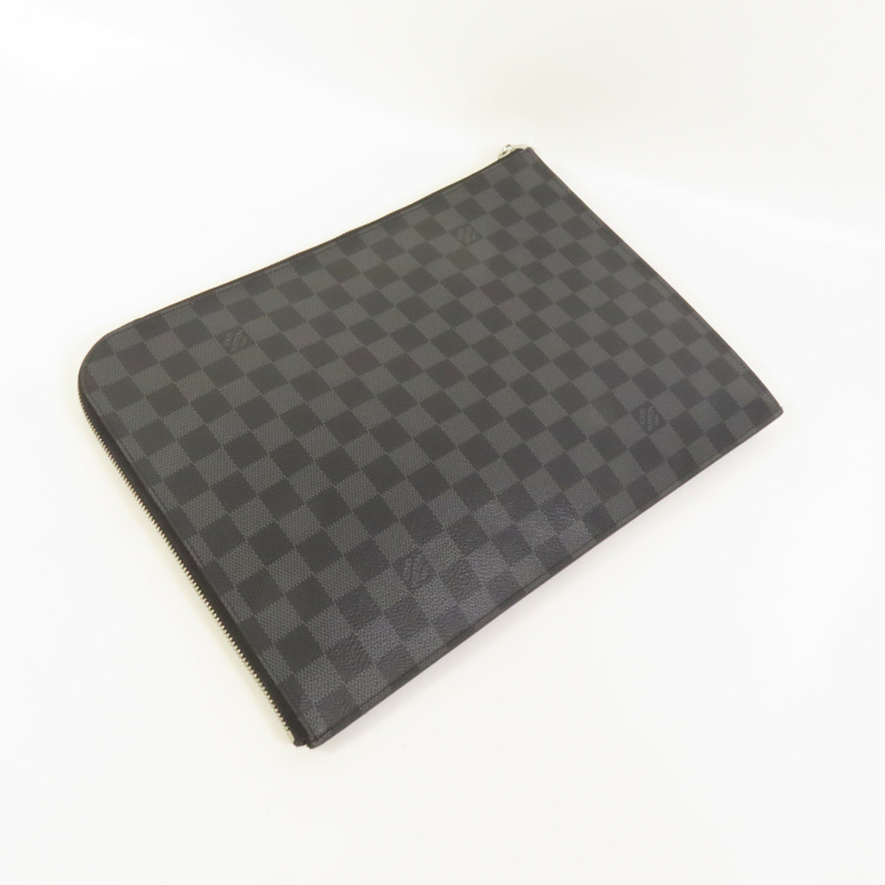 LOUIS VUITTON Damier Graphite Pochette Jour GM銀扣手提包-5