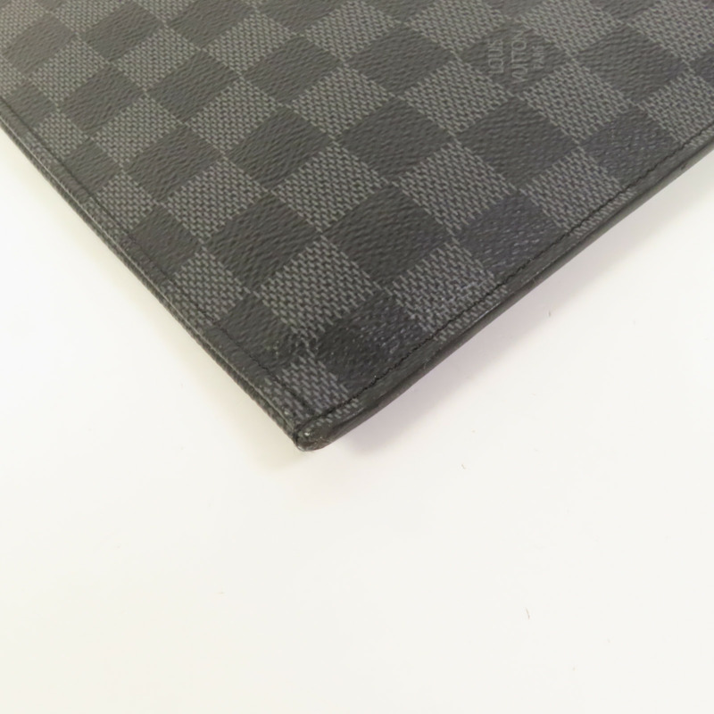 LOUIS VUITTON Damier Graphite Pochette Jour GM銀扣手提包-11