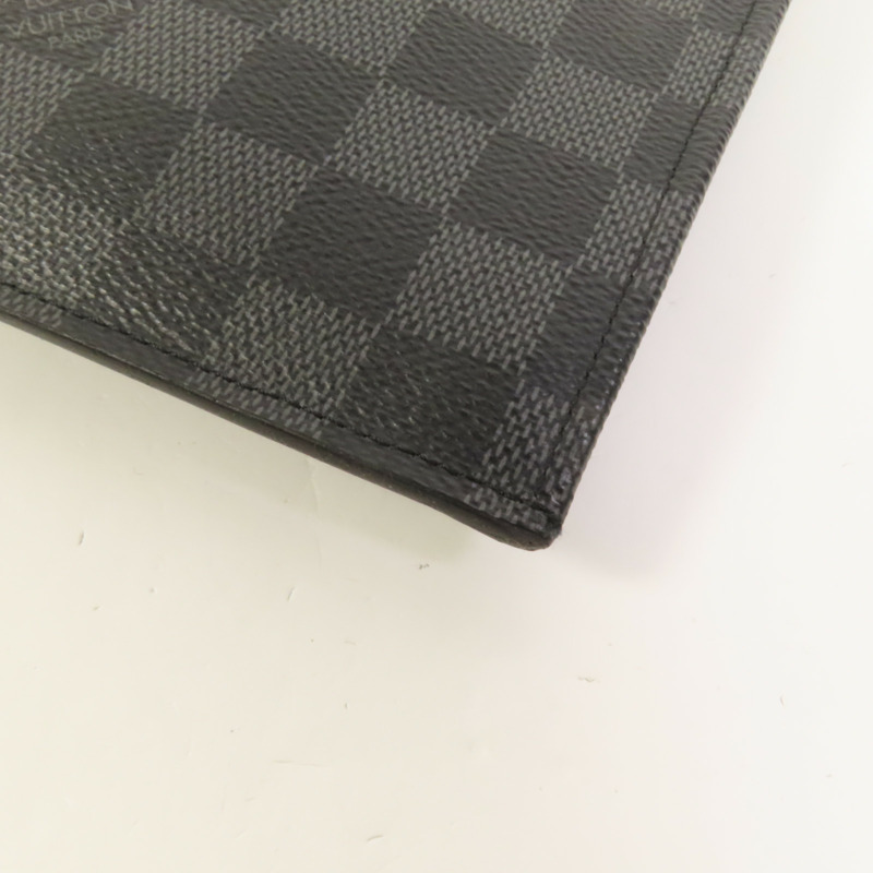 LOUIS VUITTON Damier Graphite Pochette Jour GM銀扣手提包-12