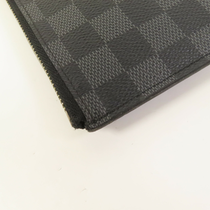 LOUIS VUITTON Damier Graphite Pochette Jour GM銀扣手提包-13