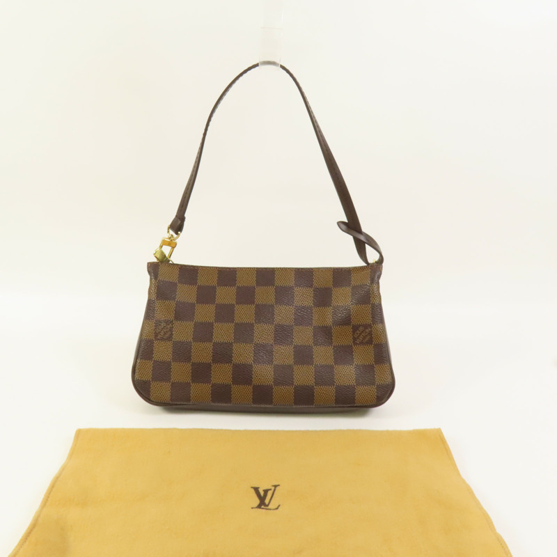 LOUIS VUITTON Damier Pochette Accessories金扣手挽袋-9