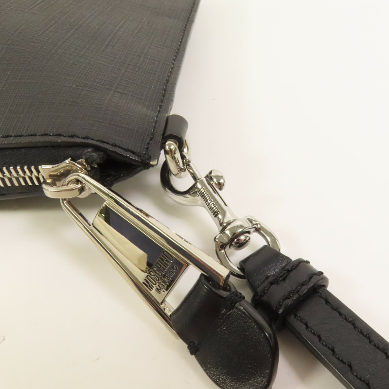 MOSCHINO 塗層帆布Teddy Bear Pouch銀扣手拿包-7