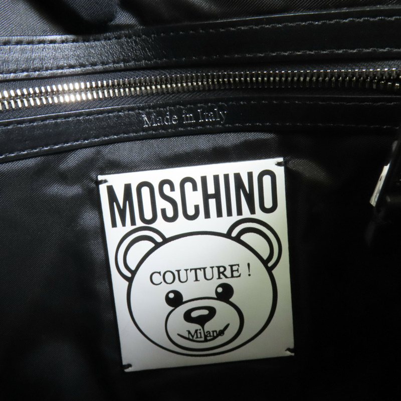 MOSCHINO 塗層帆布Teddy Bear Pouch銀扣手拿包-8