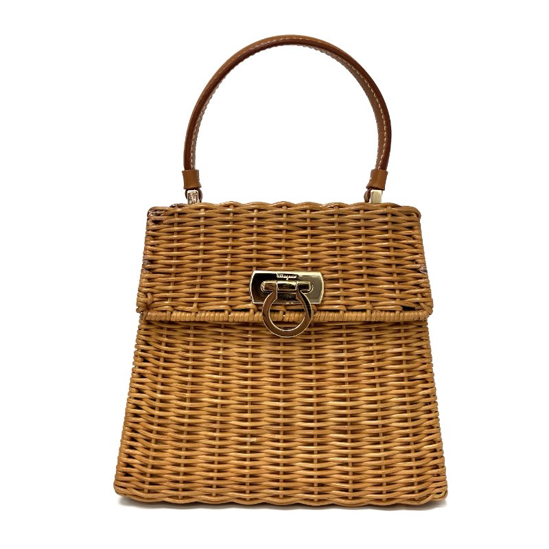 ☆ Salvatore Ferragamo 菲拉格 Brown Wicker Handbag 淺啡色柳條手袋 - 267002287-1