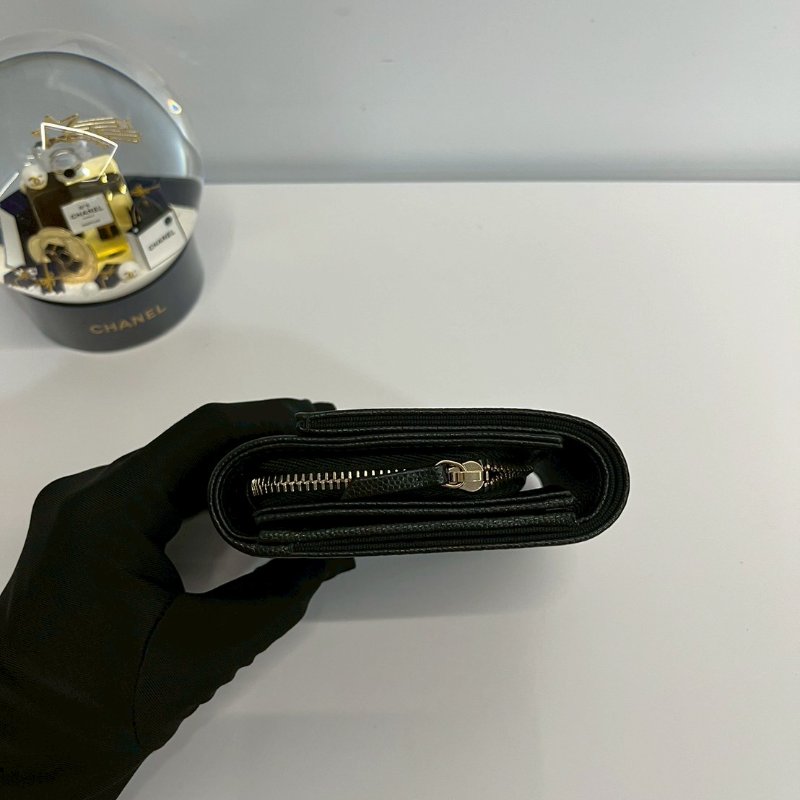 Chanel 短夾 荔枝牛 晶片款復古浮雕雙C-3