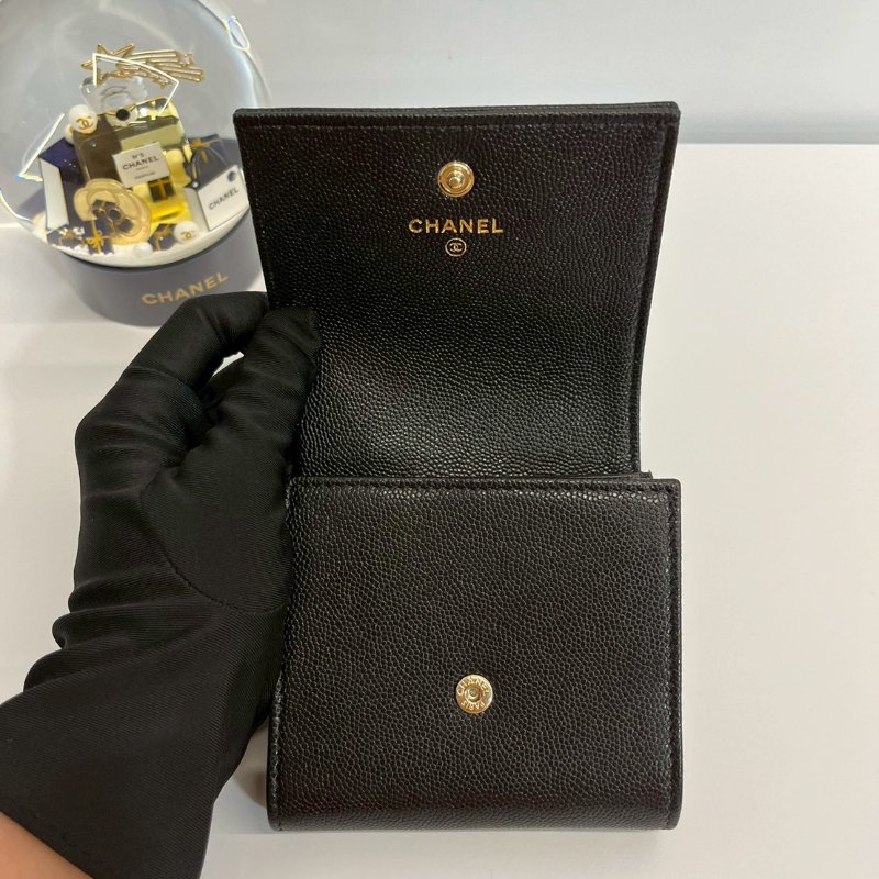 Chanel 短夾 荔枝牛 晶片款復古浮雕雙C-5