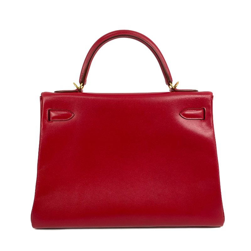 △ Hermes 愛馬仕 Red Box Calfskin Gold Plated Metal Kelly 32 2 Way Bag Stamp X 紅色滑面小牛皮鍍金金屬兩用袋X刻 - 267002476-2