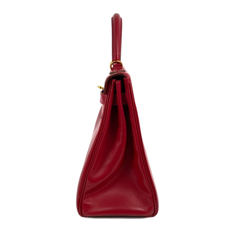 △ Hermes 愛馬仕 Red Box Calfskin Gold Plated Metal Kelly 32 2 Way Bag Stamp X 紅色滑面小牛皮鍍金金屬兩用袋X刻 - 267002476-3