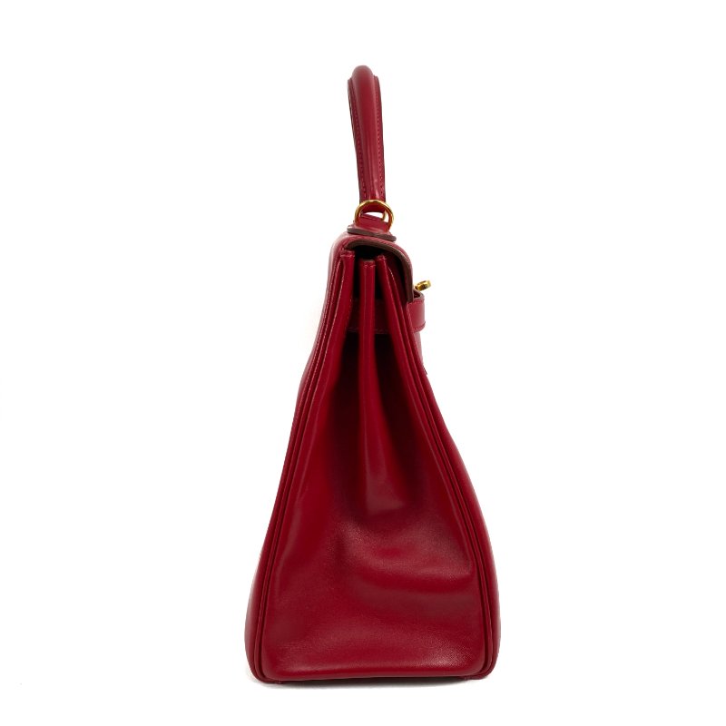 △ Hermes 愛馬仕 Red Box Calfskin Gold Plated Metal Kelly 32 2 Way Bag Stamp X 紅色滑面小牛皮鍍金金屬兩用袋X刻 - 267002476-4