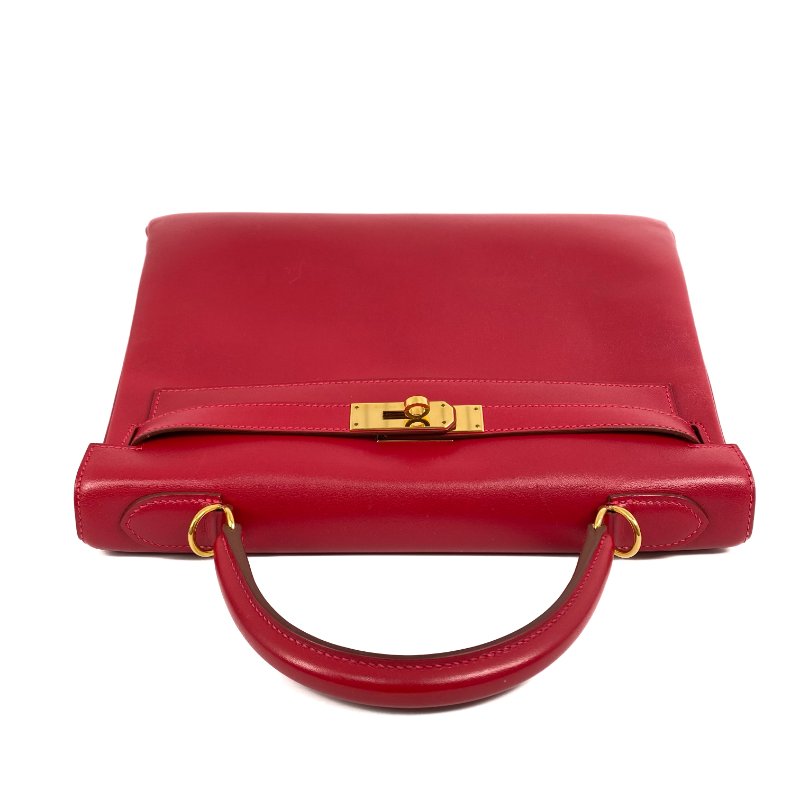 △ Hermes 愛馬仕 Red Box Calfskin Gold Plated Metal Kelly 32 2 Way Bag Stamp X 紅色滑面小牛皮鍍金金屬兩用袋X刻 - 267002476-6