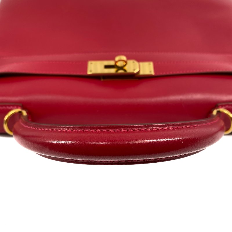 △ Hermes 愛馬仕 Red Box Calfskin Gold Plated Metal Kelly 32 2 Way Bag Stamp X 紅色滑面小牛皮鍍金金屬兩用袋X刻 - 267002476-7