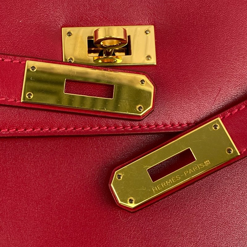 △ Hermes 愛馬仕 Red Box Calfskin Gold Plated Metal Kelly 32 2 Way Bag Stamp X 紅色滑面小牛皮鍍金金屬兩用袋X刻 - 267002476-16