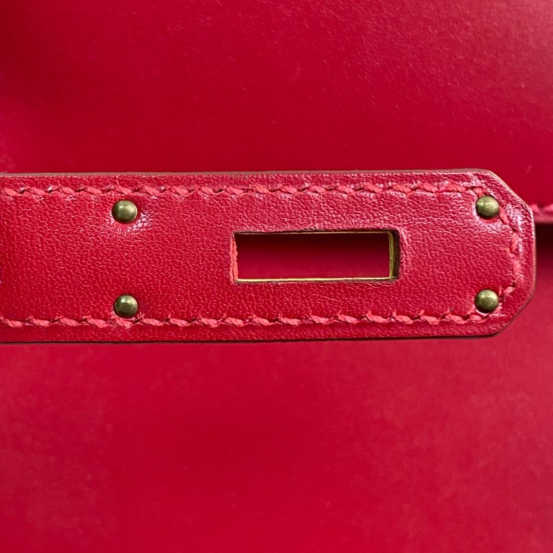 △ Hermes 愛馬仕 Red Box Calfskin Gold Plated Metal Kelly 32 2 Way Bag Stamp X 紅色滑面小牛皮鍍金金屬兩用袋X刻 - 267002476-17