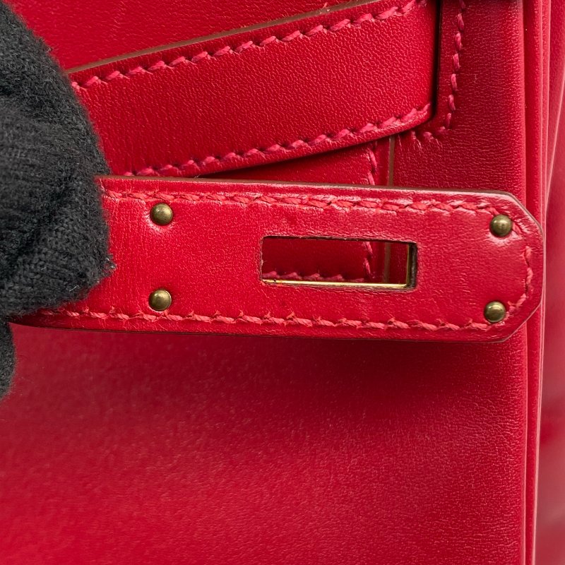 △ Hermes 愛馬仕 Red Box Calfskin Gold Plated Metal Kelly 32 2 Way Bag Stamp X 紅色滑面小牛皮鍍金金屬兩用袋X刻 - 267002476-18