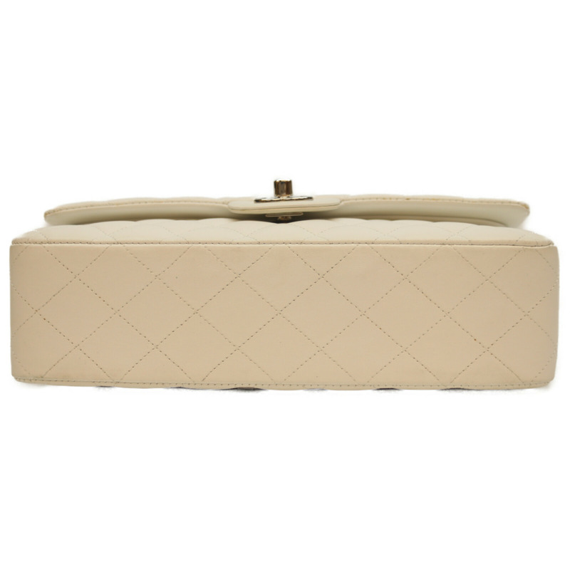 香奈兒 No. 11 A01112 白色羊皮雙蓋絎縫 25 肩背包，配銀色五金，女士-4