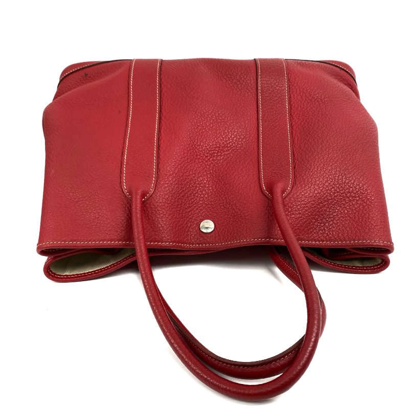 △ Hermes 愛馬仕 Red Negonda Calfskin Palladium Party Garden Party 36 Hand Bag Stamp [R] 紅色粒紋小牛皮鍍鈀金屬手袋[R]刻 - 257027911-5