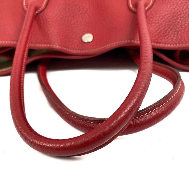 △ Hermes 愛馬仕 Red Negonda Calfskin Palladium Party Garden Party 36 Hand Bag Stamp [R] 紅色粒紋小牛皮鍍鈀金屬手袋[R]刻 - 257027911-6