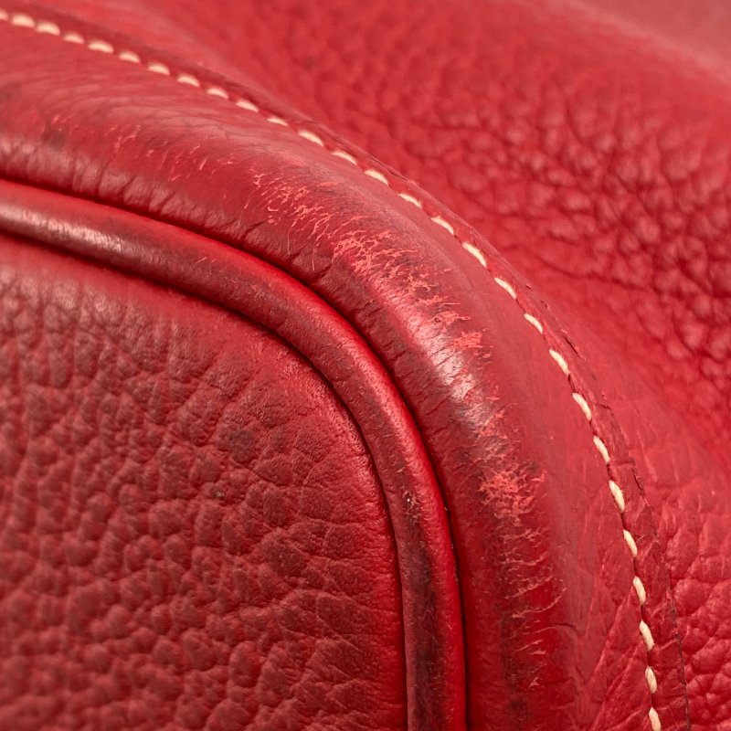 △ Hermes 愛馬仕 Red Negonda Calfskin Palladium Party Garden Party 36 Hand Bag Stamp [R] 紅色粒紋小牛皮鍍鈀金屬手袋[R]刻 - 257027911-8