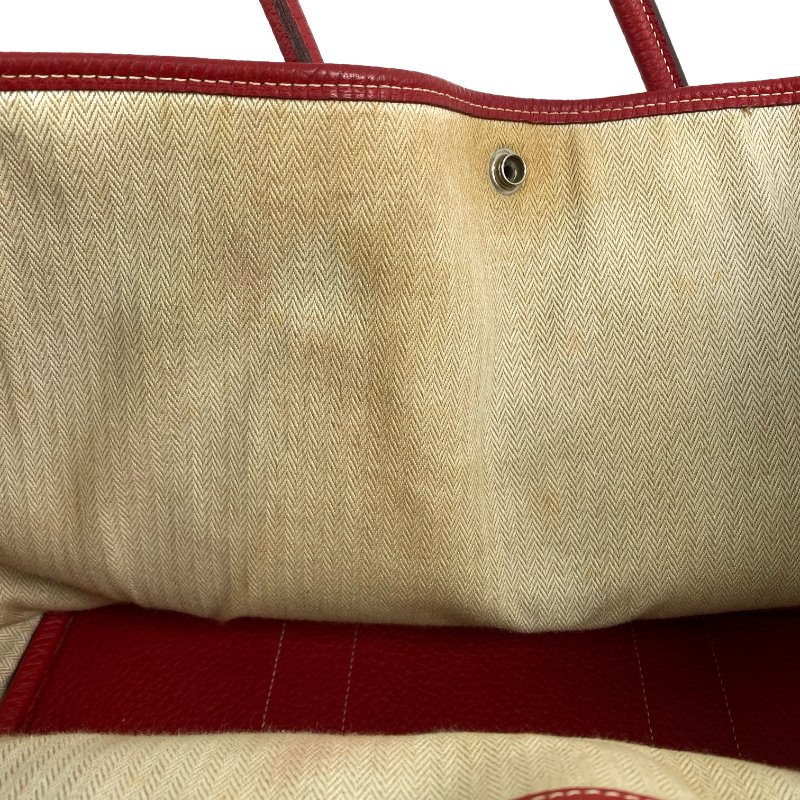 △ Hermes 愛馬仕 Red Negonda Calfskin Palladium Party Garden Party 36 Hand Bag Stamp [R] 紅色粒紋小牛皮鍍鈀金屬手袋[R]刻 - 257027911-19