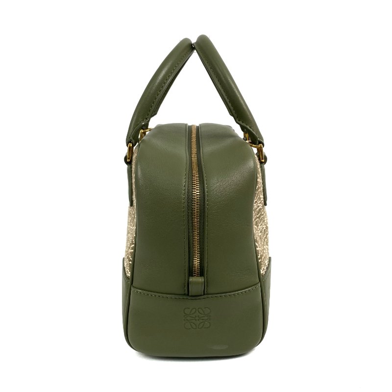 △ Loewe 羅意威 Green Calfskin And Canvas Anagram Amazona 19 2 Way Bag 綠色小牛皮和帆布兩用袋 - 267002535-4