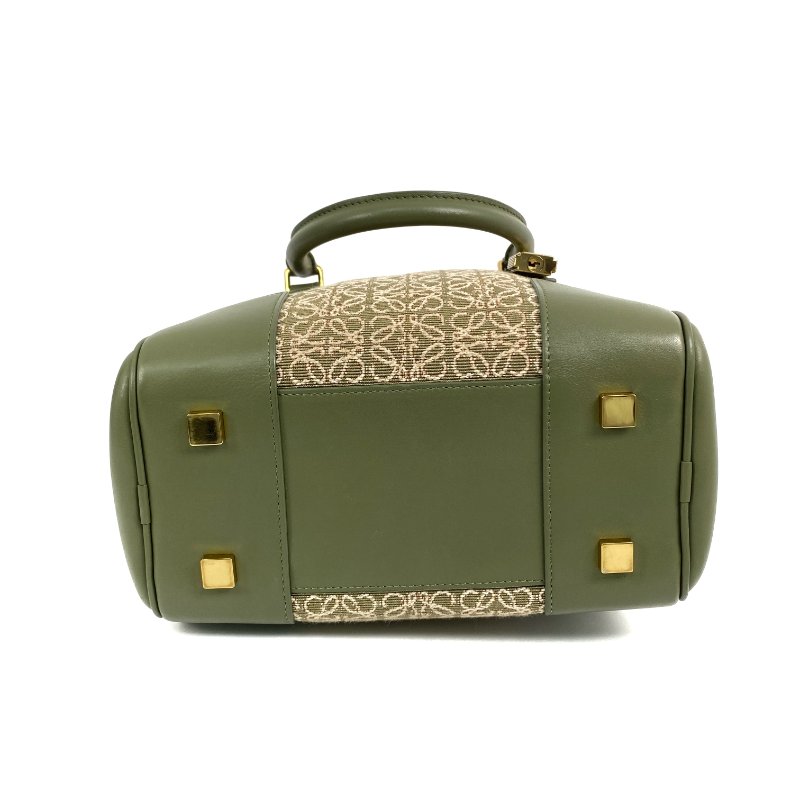 △ Loewe 羅意威 Green Calfskin And Canvas Anagram Amazona 19 2 Way Bag 綠色小牛皮和帆布兩用袋 - 267002535-5