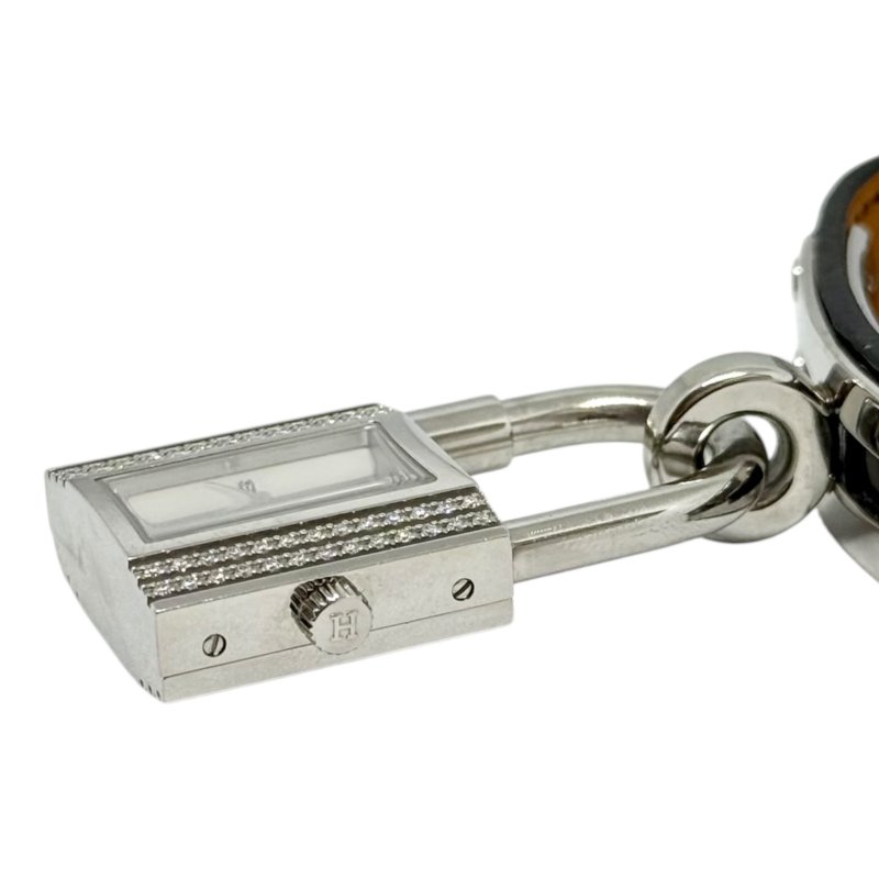 HERMES Kelly 鑽石 貝母錶盤 鱷魚皮錶帶 手錶-10