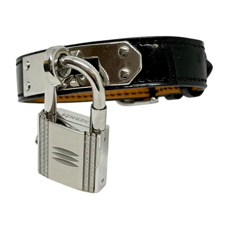HERMES Kelly 鑽石 貝母錶盤 鱷魚皮錶帶 手錶-11