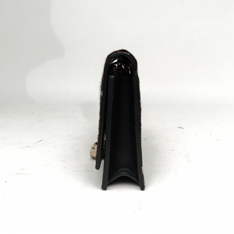 SAINT LAURENT 黑色毛絨銀扣KATE流蘇挎包MIN梅花鹿限定肩背包-1