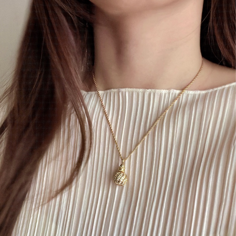 Christian Dior 迪奧 水鑽金球鍍金項鏈 頸鍊 附原裝防塵袋-2