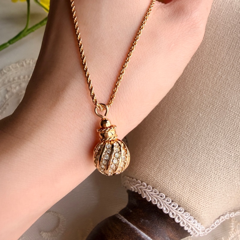 Christian Dior 迪奧 水鑽金球鍍金項鏈 頸鍊 附原裝防塵袋-4