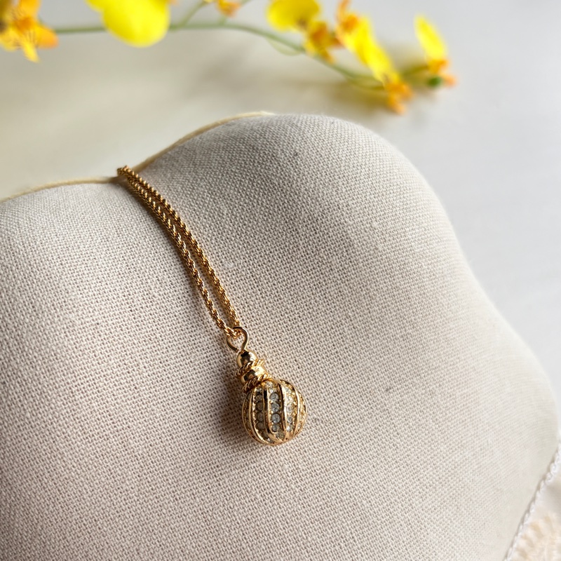 Christian Dior 迪奧 水鑽金球鍍金項鏈 頸鍊 附原裝防塵袋-8