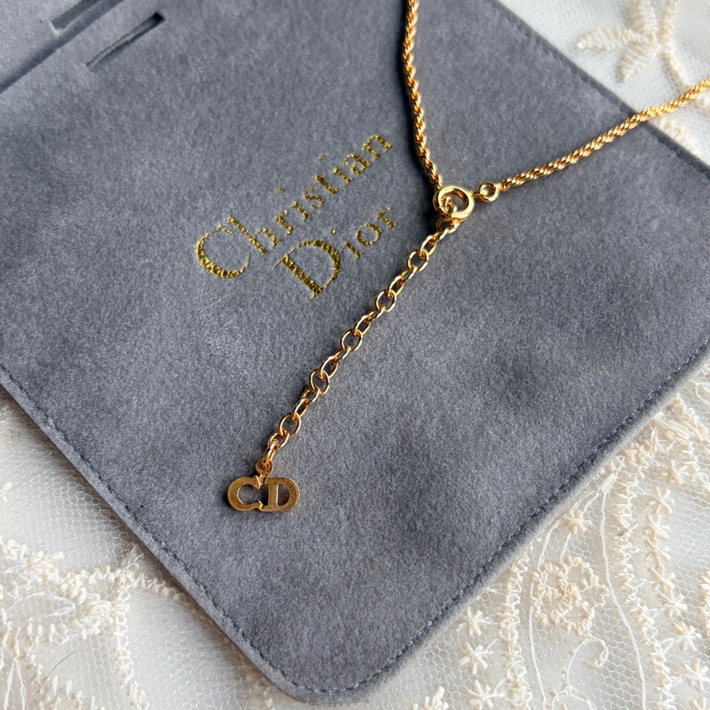 Christian Dior 迪奧 水鑽金球鍍金項鏈 頸鍊 附原裝防塵袋-10