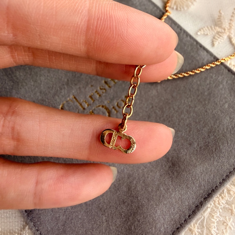 Christian Dior 迪奧 水鑽金球鍍金項鏈 頸鍊 附原裝防塵袋-11