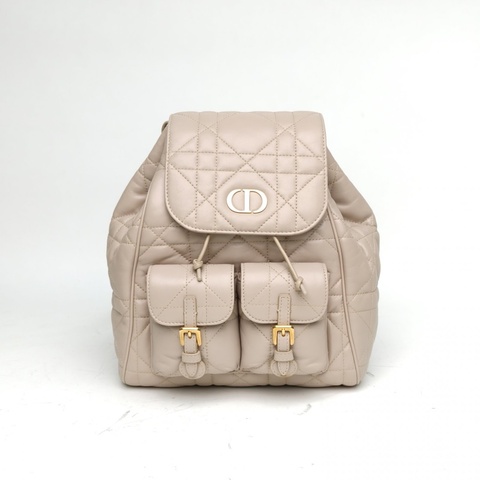 DIOR 裸色羊皮金扣20242025早春系列Caro中號雙肩包