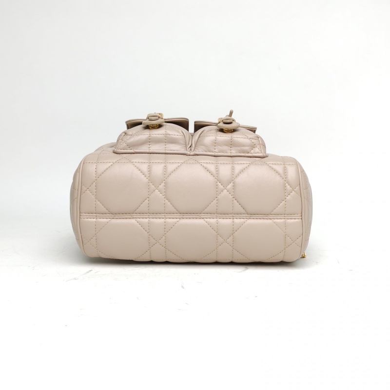 DIOR 裸色羊皮金扣20242025早春系列Caro中號雙肩包-3