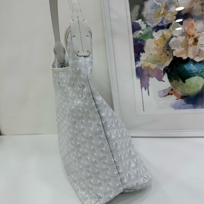 GOYARD/戈雅 Bohème Hobo Y字老花滿印抗壓皮革手柄 帆布拼牛皮 腋下包子母包 單肩包 25年 有購證-3