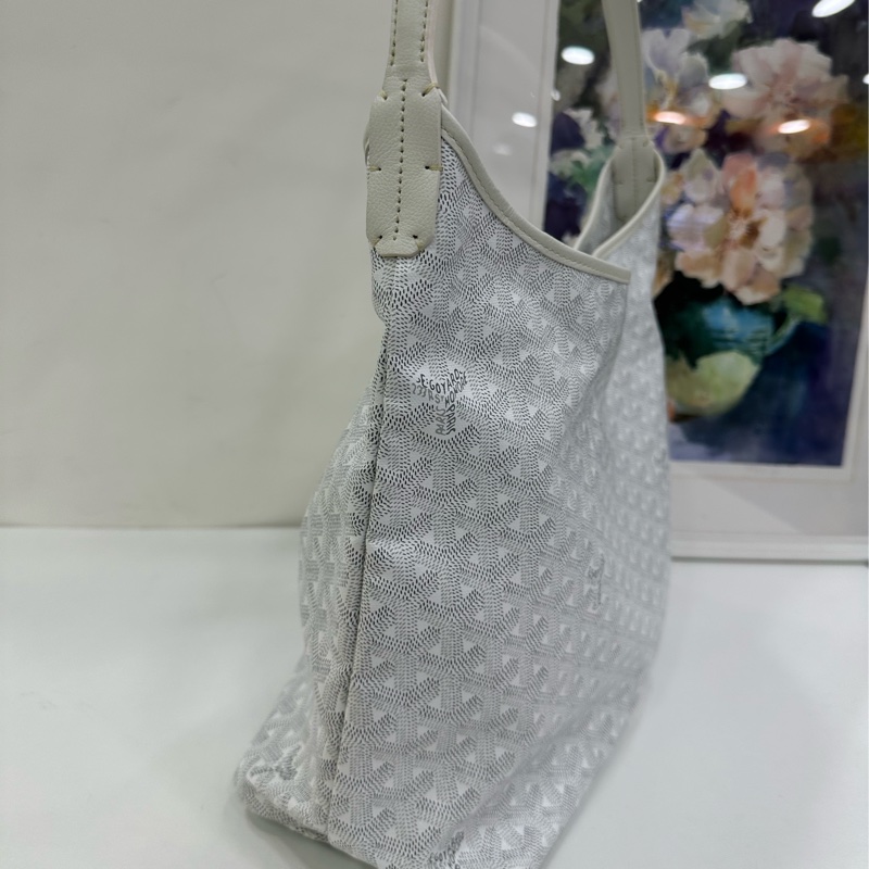 GOYARD/戈雅 Bohème Hobo Y字老花滿印抗壓皮革手柄 帆布拼牛皮 腋下包子母包 單肩包 25年 有購證-4