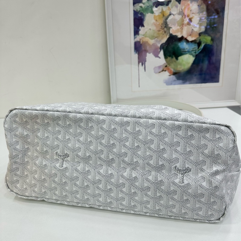 GOYARD/戈雅 Bohème Hobo Y字老花滿印抗壓皮革手柄 帆布拼牛皮 腋下包子母包 單肩包 25年 有購證-5