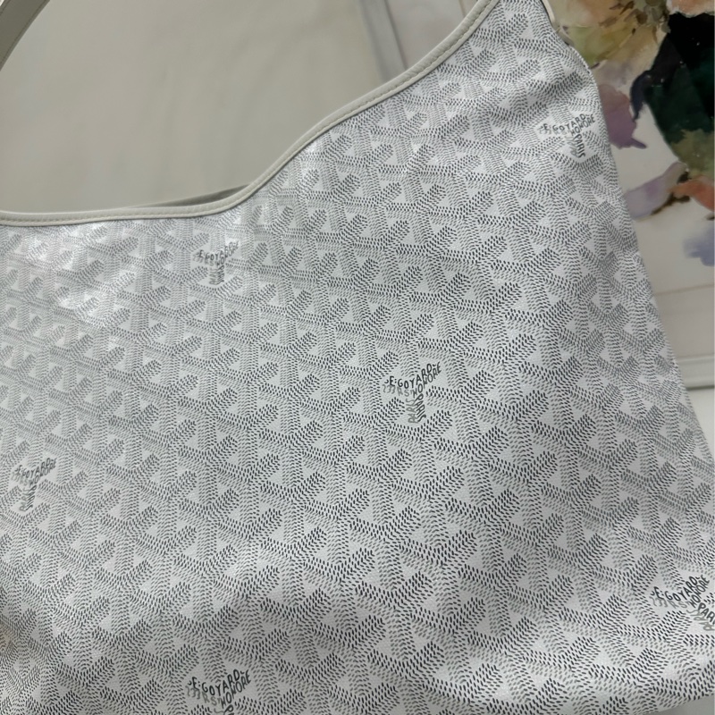 GOYARD/戈雅 Bohème Hobo Y字老花滿印抗壓皮革手柄 帆布拼牛皮 腋下包子母包 單肩包 25年 有購證-6