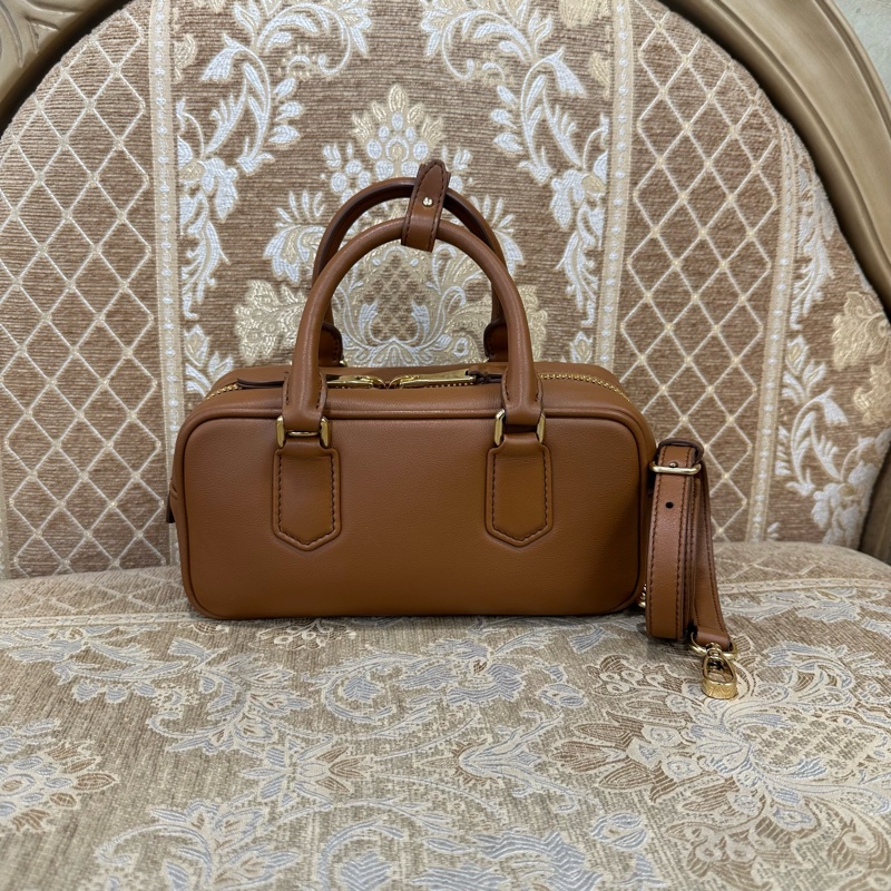 Miumiu 焦糖牛皮金釦Arcadie手提肩斜背包5BB142-2