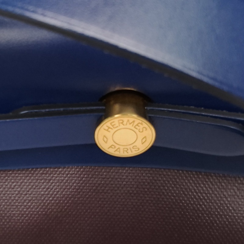 HERMES Herbag31加侖紫拼寶石藍防水帆布/Hunter牛皮Z刻肩背包-4