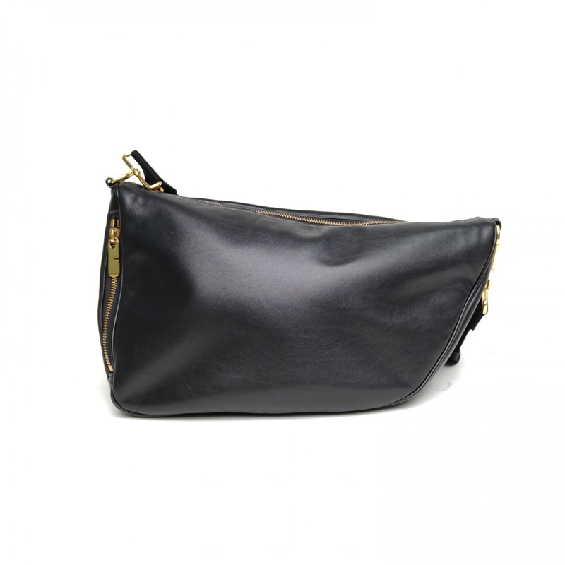 Burberry 黑色牛皮SHIELD信使包腋下包斜挎包-2