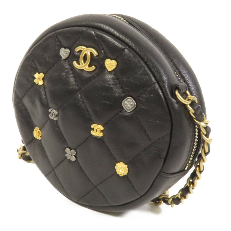 CHANEL 羊皮皮革Chain Shoulder金扣鏈帶肩背袋-2