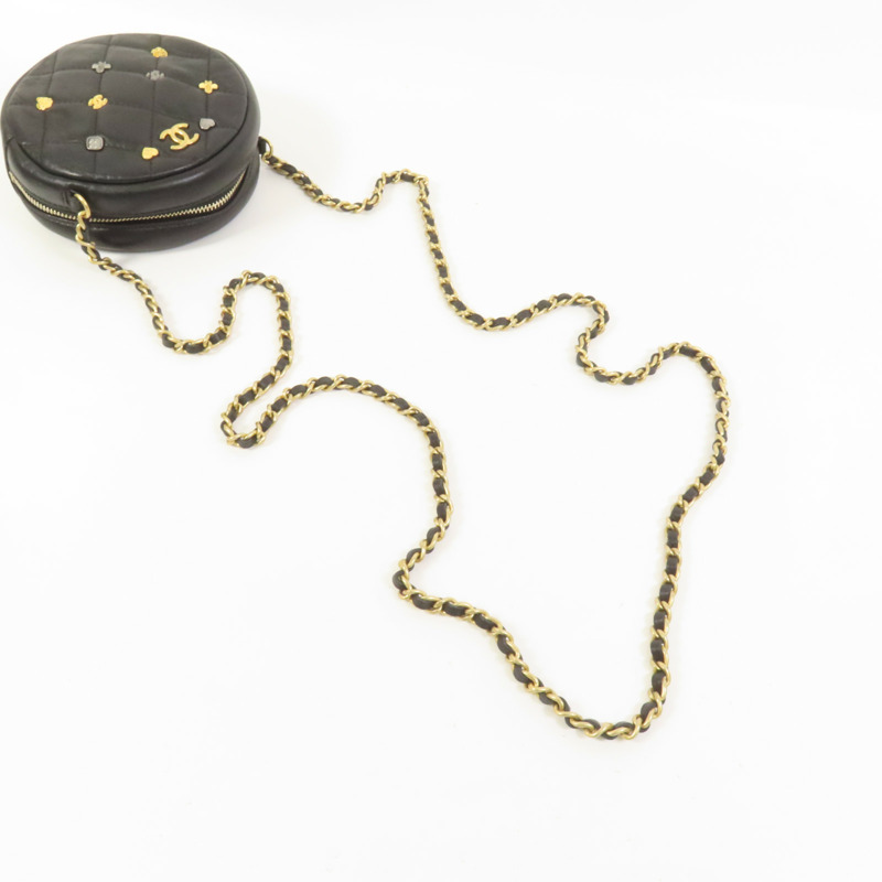 CHANEL 羊皮皮革Chain Shoulder金扣鏈帶肩背袋-5