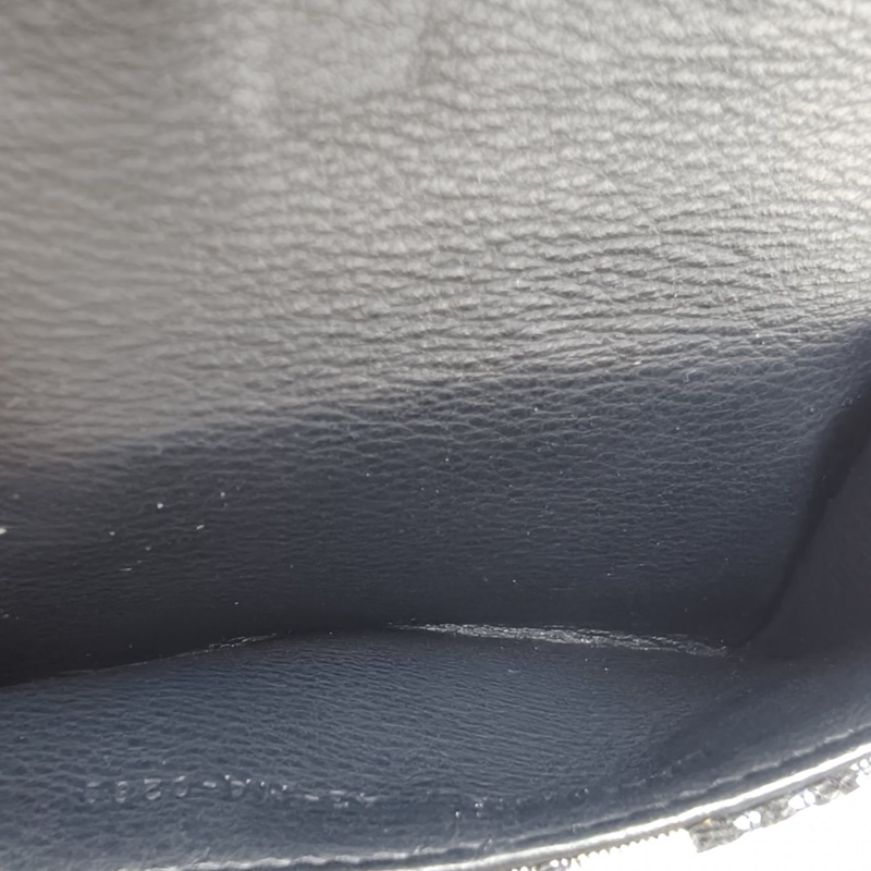 DIOR 墨藍色帆布金扣2020馬鞍卡包鏈條包-5