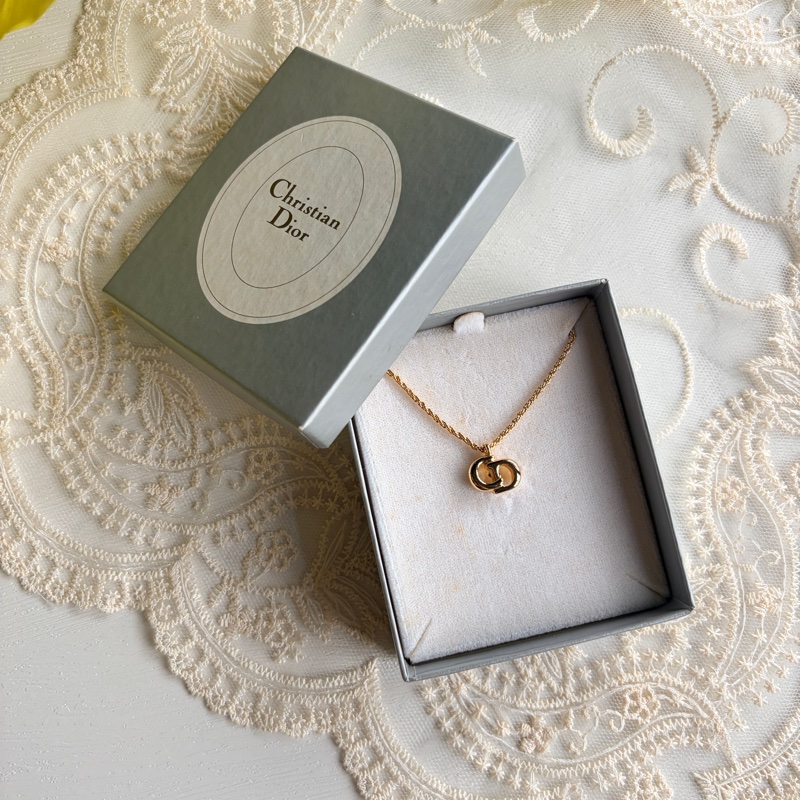 Christian Dior 迪奧 CD logo 標誌鍍金項鏈 頸鍊-0