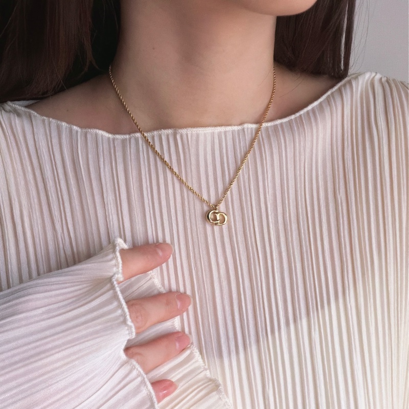 Christian Dior 迪奧 CD logo 標誌鍍金項鏈 頸鍊-1