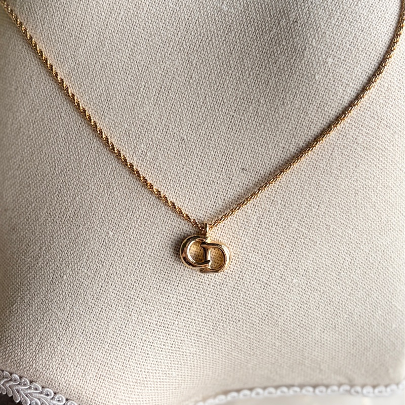 Christian Dior 迪奧 CD logo 標誌鍍金項鏈 頸鍊-3